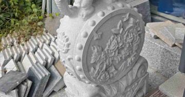 苏州芝麻白抱鼓石 庭院抱鼓石