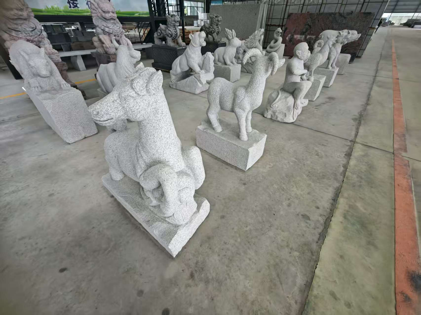 苏州芝麻白雕刻 十二生肖 异形雕刻