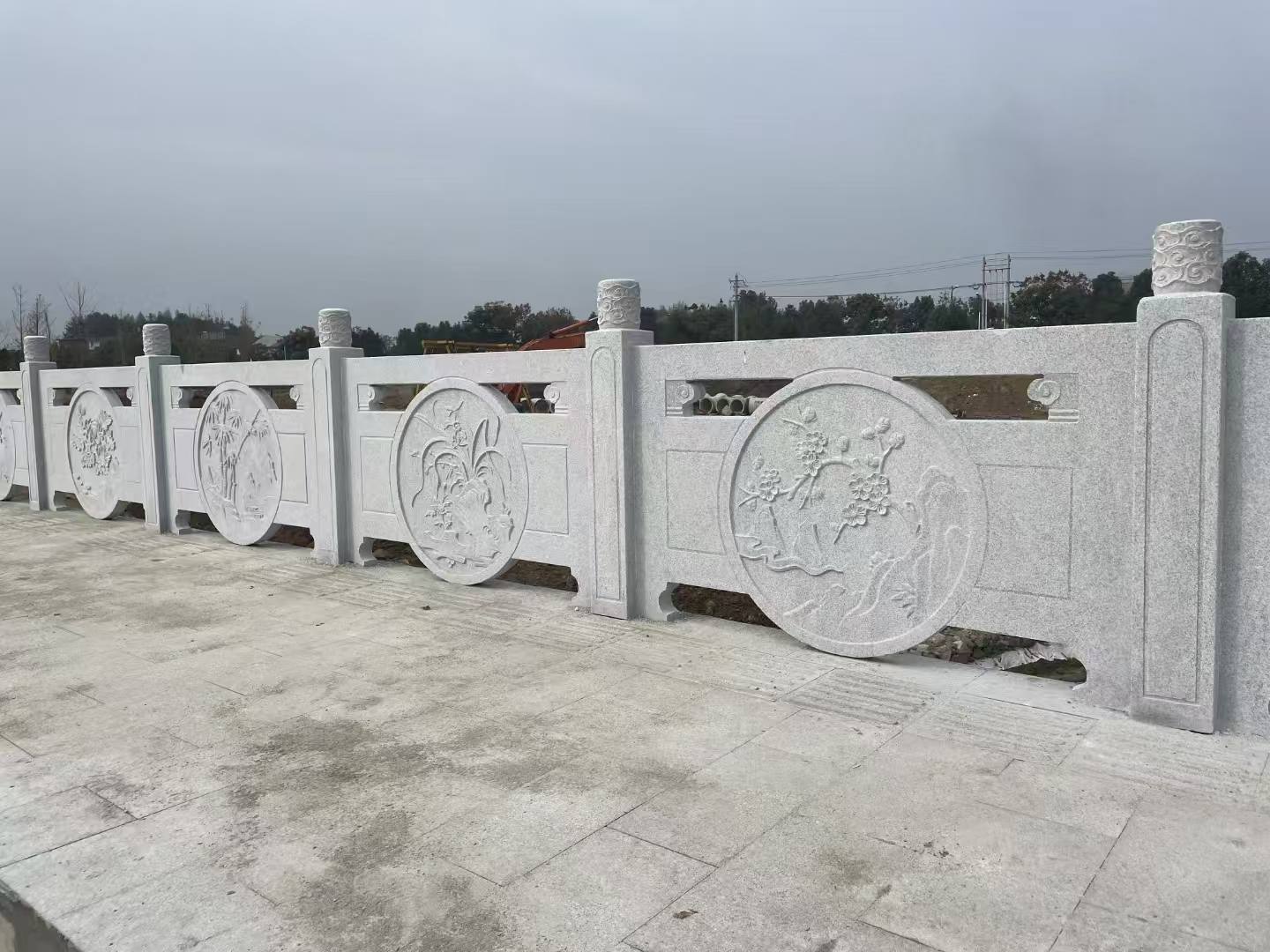 苏州芝麻白河道栏杆 石材栏杆